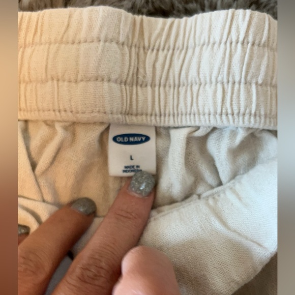 Old Navy size L beige linen tie short - Picture 2 of 3